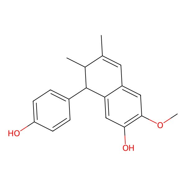 2D Structure of 8-(4-Hydroxyphenyl)-3-methoxy-6,7-dimethyl-7,8-dihydronaphthalen-2-ol
