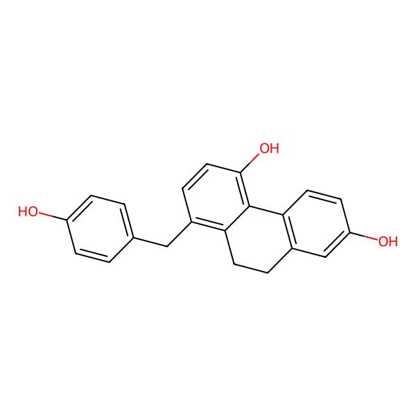 2D Structure of 8-[(4-Hydroxyphenyl)methyl]-9,10-dihydrophenanthrene-2,5-diol
