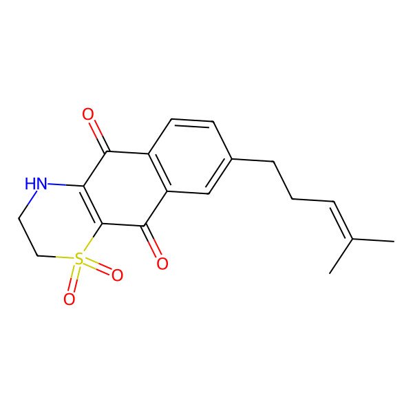 2D Structure of 8-(4-methylpent-3-enyl)-1,1-dioxo-3,4-dihydro-2H-benzo[g][1,4]benzothiazine-5,10-dione