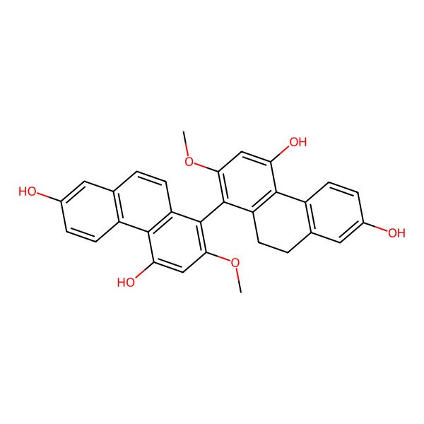 2D Structure of 8-(4,7-Dihydroxy-2-methoxy-9,10-dihydrophenanthren-1-yl)-7-methoxyphenanthrene-2,5-diol