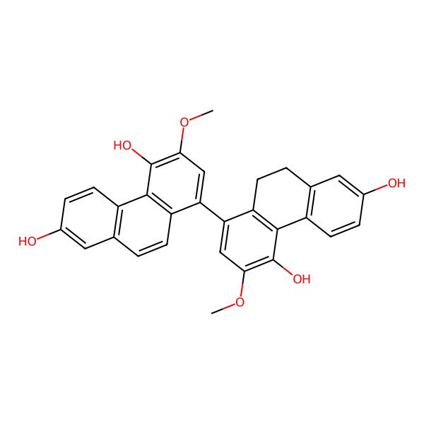 2D Structure of 8-(4,7-Dihydroxy-3-methoxy-9,10-dihydrophenanthren-1-yl)-6-methoxyphenanthrene-2,5-diol
