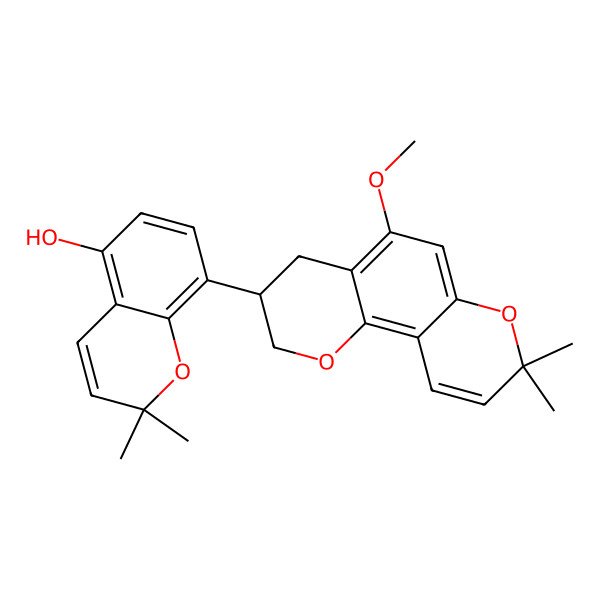 2D Structure of 8-(5-methoxy-8,8-dimethyl-3,4-dihydro-2H-pyrano[2,3-f]chromen-3-yl)-2,2-dimethylchromen-5-ol