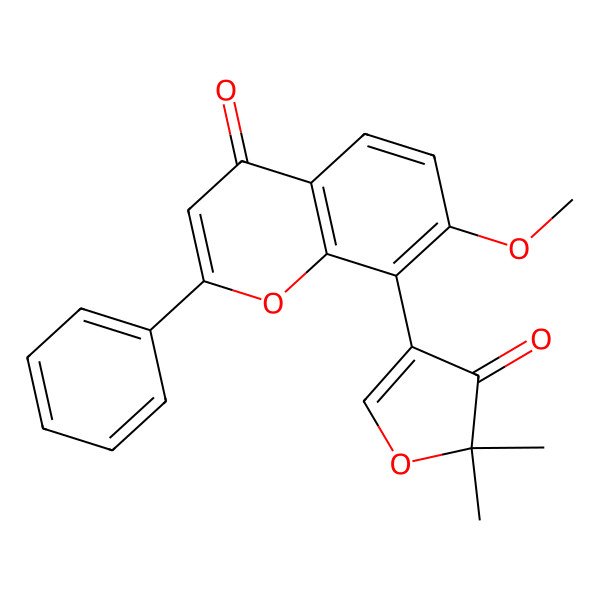 2D Structure of 8-(5,5-Dimethyl-4-oxofuran-3-yl)-7-methoxy-2-phenylchromen-4-one