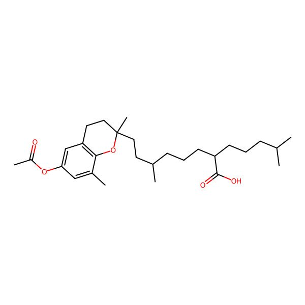 2D Structure of 8-(6-Acetyloxy-2,8-dimethyl-3,4-dihydrochromen-2-yl)-6-methyl-2-(4-methylpentyl)octanoic acid