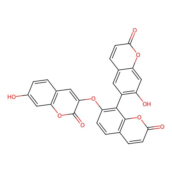 2D Structure of 8-(7-Hydroxy-2-oxochromen-6-yl)-7-(7-hydroxy-2-oxochromen-3-yl)oxychromen-2-one