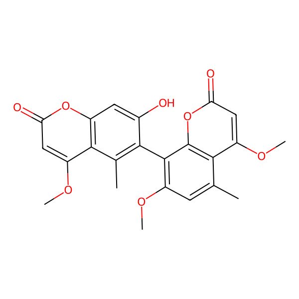 2D Structure of 8-(7-Hydroxy-4-methoxy-5-methyl-2-oxochromen-6-yl)-4,7-dimethoxy-5-methylchromen-2-one