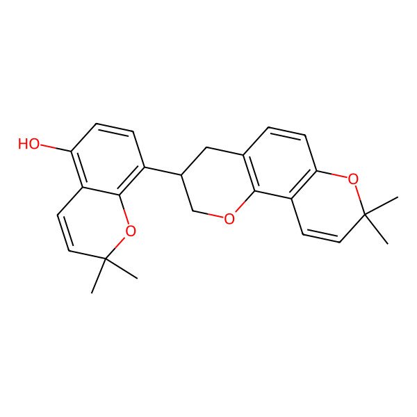 2D Structure of 8-(8,8-dimethyl-3,4-dihydro-2H-pyrano[2,3-f]chromen-3-yl)-2,2-dimethylchromen-5-ol