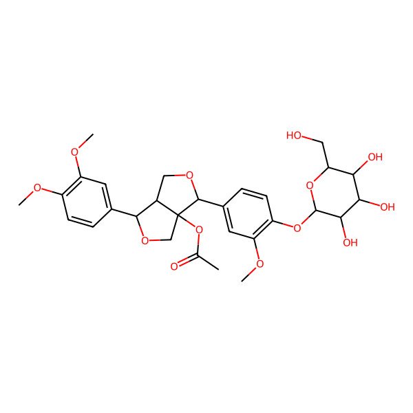 2D Structure of 8-Acetoxy-4'-methoxypinoresinol 4-glucoside