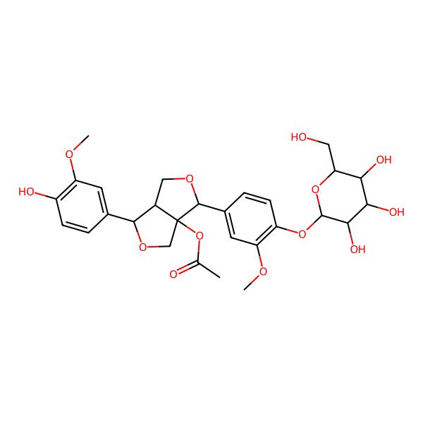2D Structure of 8-Acetoxypinoresinol 4-glucoside