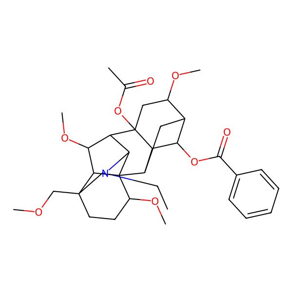 2D Structure of 8-Acetyl-14-benzoylchasmanine