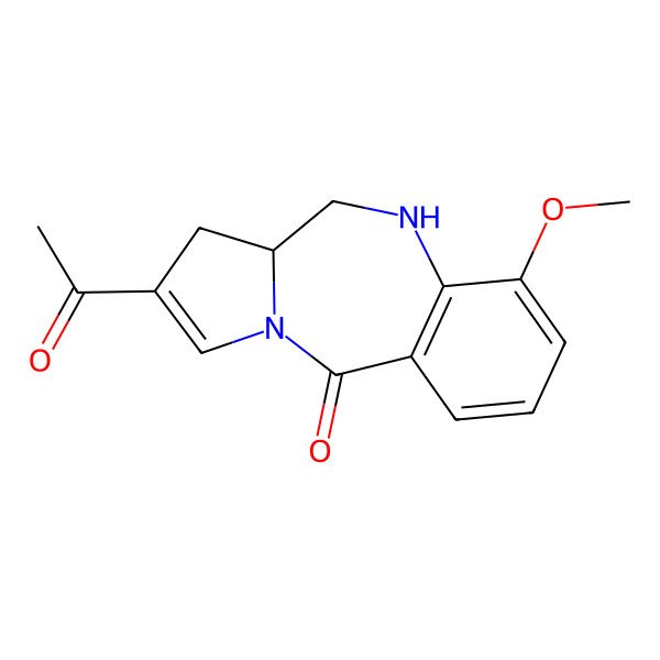 2D Structure of 8-Acetyl-4-methoxy-5,6,6a,7-tetrahydropyrrolo[2,1-c][1,4]benzodiazepin-11-one
