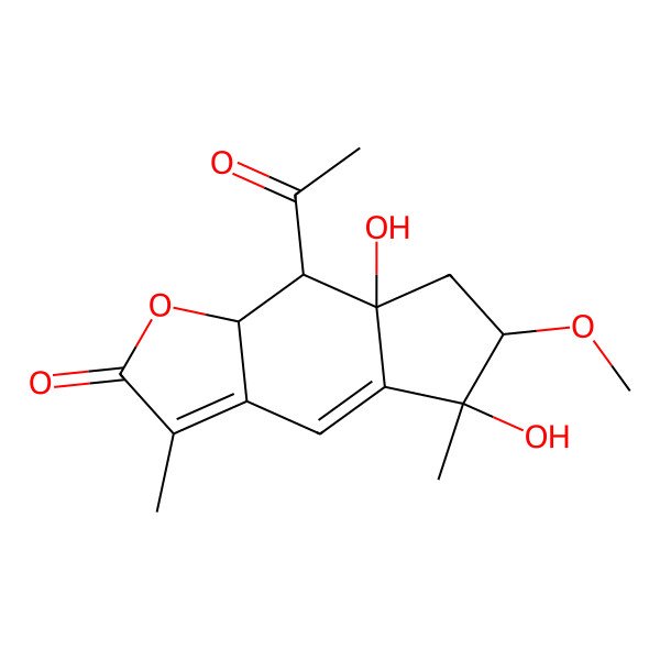 2D Structure of 8-Acetyl-5,7a-dihydroxy-6-methoxy-3,5-dimethyl-6,7,8,8a-tetrahydrocyclopenta[f][1]benzofuran-2-one