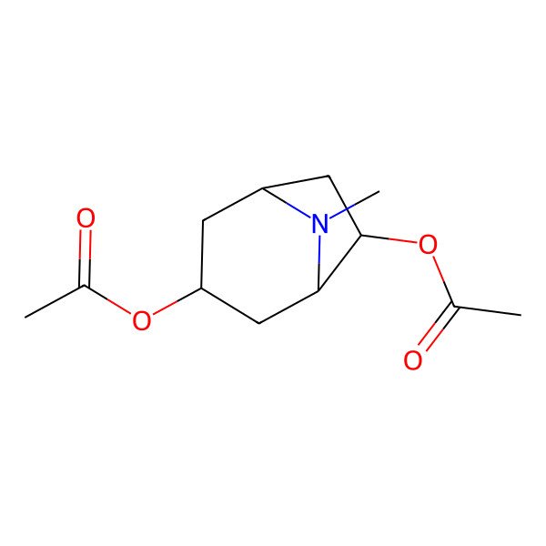 2D Structure of 8-Azabicyclo[3.2.1]octane-3,6-diol, diacetate (ester)