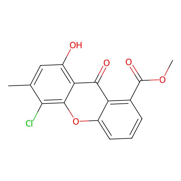 2D Structure of 8-Chloro-11-hydroxy-1-methoxycarbonyl-9-methylxanthone