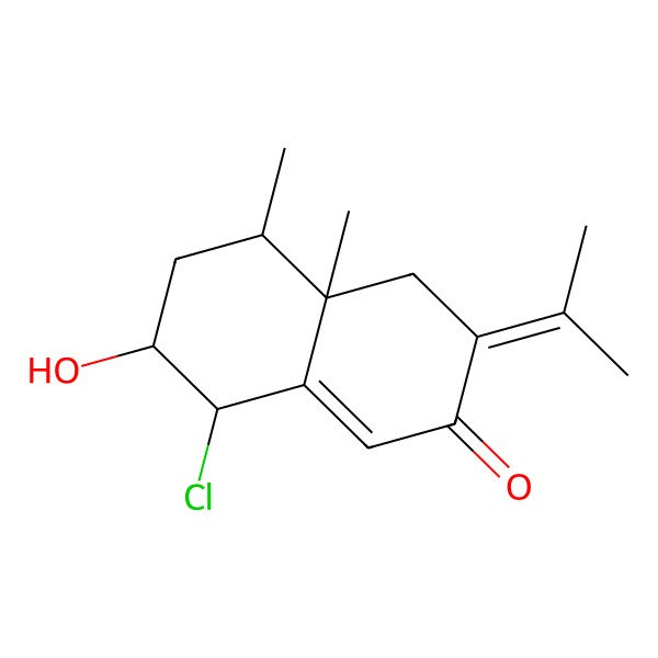 2D Structure of 8-chloro-7-hydroxy-4a,5-dimethyl-3-propan-2-ylidene-5,6,7,8-tetrahydro-4H-naphthalen-2-one