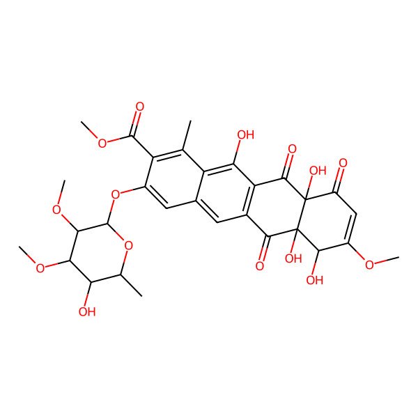 2D Structure of 8-demethyl-8-(2,3-O-dimethyl-alpha-L-rhamnosyl)tetracenomycin C
