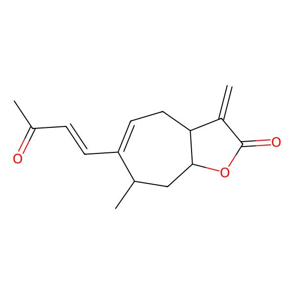 2D Structure of 7-methyl-3-methylidene-6-(3-oxobut-1-enyl)-4,7,8,8a-tetrahydro-3aH-cyclohepta[b]furan-2-one