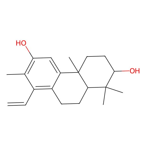 2D Structure of 8-Ethenyl-1,1,4a,7-tetramethyl-2,3,4,9,10,10a-hexahydrophenanthrene-2,6-diol