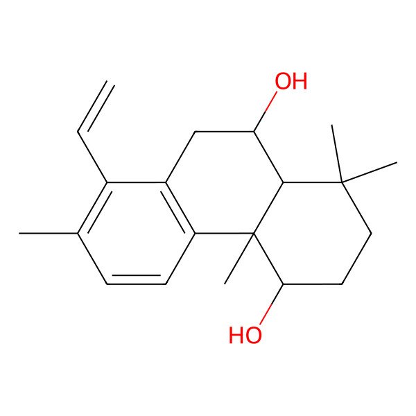 2D Structure of 8-Ethenyl-1,1,4a,7-tetramethyl-2,3,4,9,10,10a-hexahydrophenanthrene-4,10-diol