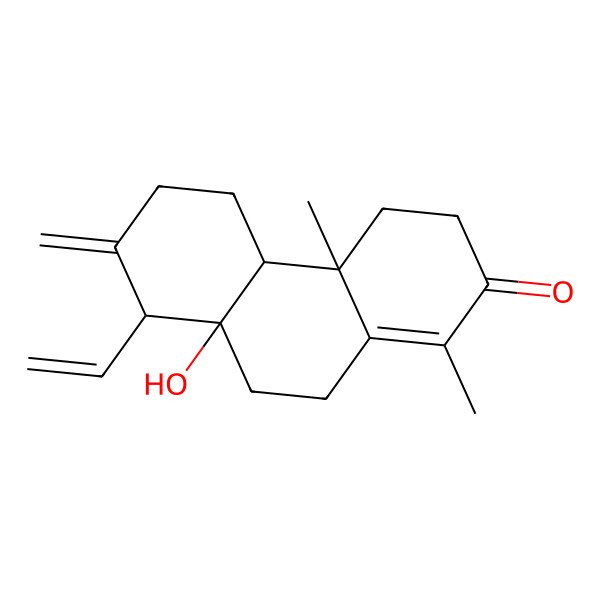2D Structure of 8-Ethenyl-8a-hydroxy-1,4a-dimethyl-7-methylidene-3,4,4b,5,6,8,9,10-octahydrophenanthren-2-one