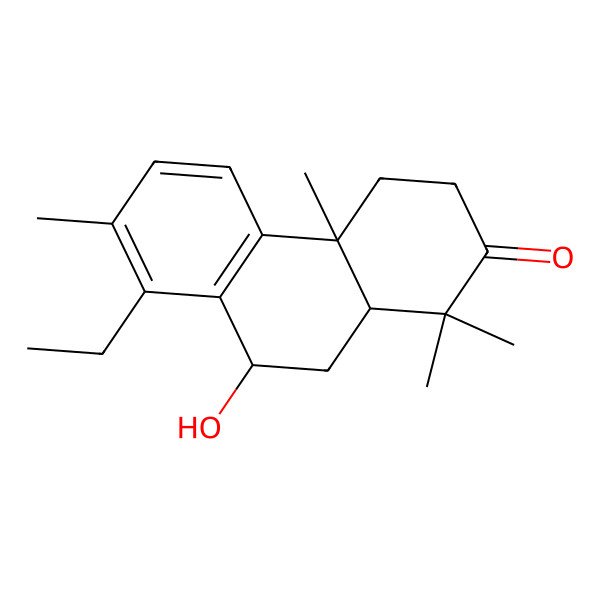 2D Structure of 8-ethyl-9-hydroxy-1,1,4a,7-tetramethyl-4,9,10,10a-tetrahydro-3H-phenanthren-2-one