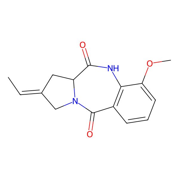 2D Structure of 8-Ethylidene-4-methoxy-5,6a,7,9-tetrahydropyrrolo[2,1-c][1,4]benzodiazepine-6,11-dione