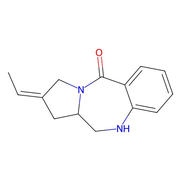 2D Structure of 8-ethylidene-6,6a,7,9-tetrahydro-5H-pyrrolo[2,1-c][1,4]benzodiazepin-11-one