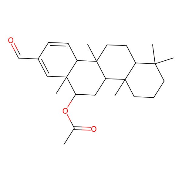 2D Structure of (8-Formyl-1,1,4a,6a,10b-pentamethyl-2,3,4,4b,5,6,10a,11,12,12a-decahydrochrysen-6-yl) acetate