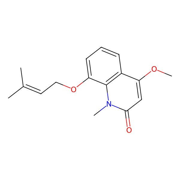 2D Structure of 8-(gamma,gamma-dimethylallyloxy)-4-methoxy-N-methyl-2-quinolone