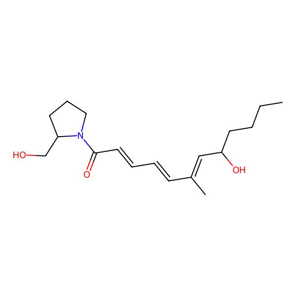 2D Structure of 8-Hydroxy-1-[2-(hydroxymethyl)pyrrolidin-1-yl]-6-methyldodeca-2,4,6-trien-1-one