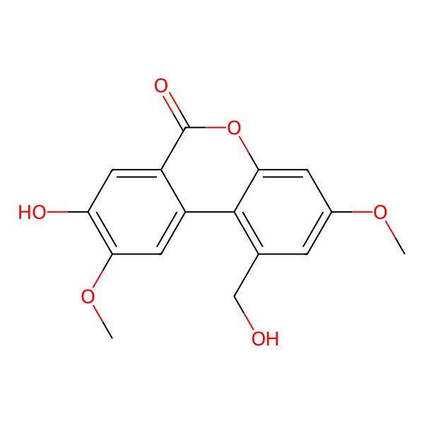 2D Structure of 8-Hydroxy-1-(hydroxymethyl)-3,9-dimethoxybenzo[c]chromen-6-one