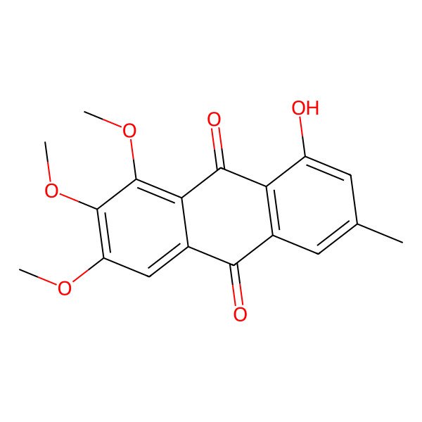 2D Structure of 8-Hydroxy-1,2,3-trimethoxy-6-methylanthracene-9,10-dione