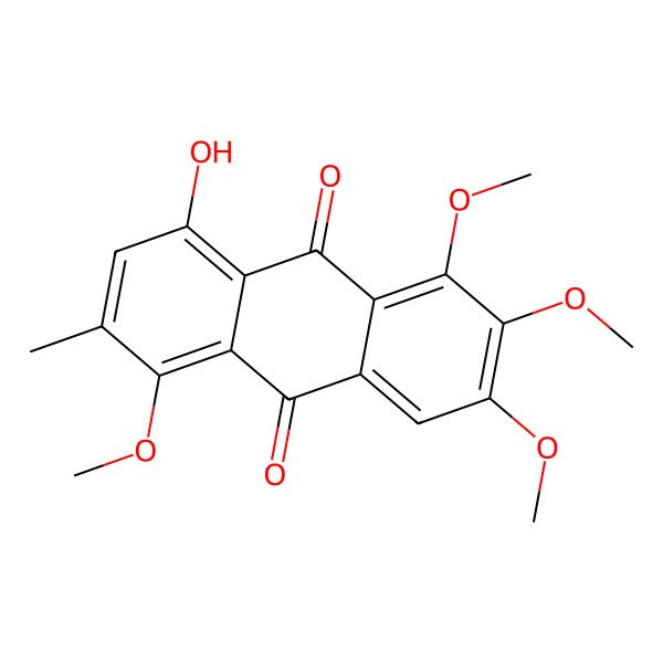 2D Structure of 8-Hydroxy-1,2,3,5-tetramethoxy-6-methylanthracene-9,10-dione
