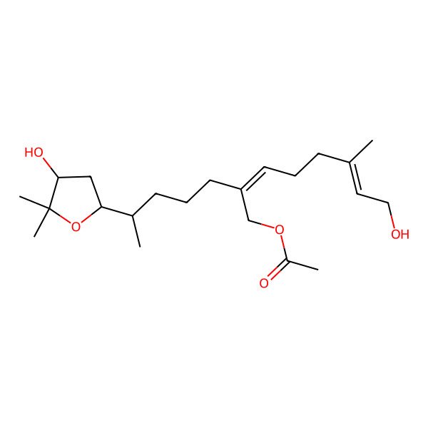 2D Structure of [8-Hydroxy-2-[4-(4-hydroxy-5,5-dimethyloxolan-2-yl)pentyl]-6-methylocta-2,6-dienyl] acetate