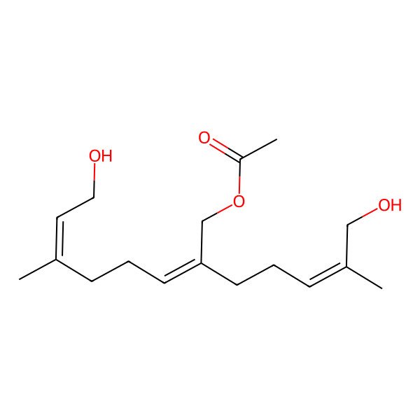 2D Structure of [8-Hydroxy-2-(5-hydroxy-4-methylpent-3-enyl)-6-methylocta-2,6-dienyl] acetate