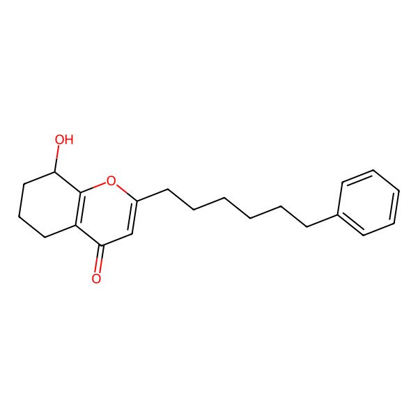 2D Structure of 8-Hydroxy-2-(6-phenylhexyl)-5,6,7,8-tetrahydrochromen-4-one