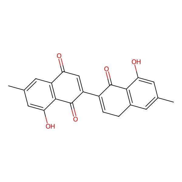 2D Structure of 8-hydroxy-2-(8-hydroxy-6-methyl-1-oxo-4H-naphthalen-2-yl)-6-methylnaphthalene-1,4-dione