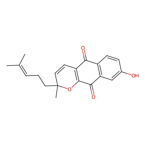 2D Structure of 8-Hydroxy-2-methyl-2-(4-methylpent-3-enyl)benzo[g]chromene-5,10-dione