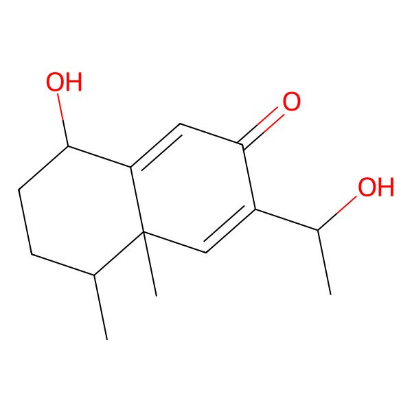 2D Structure of 8-Hydroxy-3-(1-hydroxyethyl)-4a,5-dimethyl-5,6,7,8-tetrahydronaphthalen-2-one