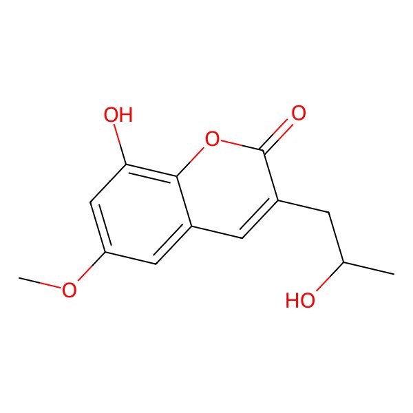 2D Structure of 8-Hydroxy-3-(2-hydroxypropyl)-6-methoxy-2h-1-benzopyran-2-one