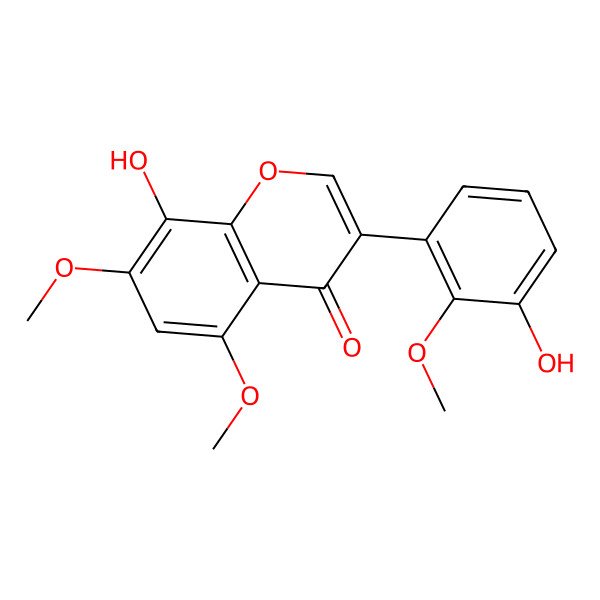 2D Structure of 8-Hydroxy-3-(3-hydroxy-2-methoxyphenyl)-5,7-dimethoxychromen-4-one