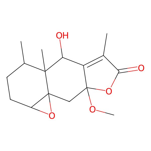 2D Structure of 8-Hydroxy-3-methoxy-6,9,10-trimethyl-4,14-dioxatetracyclo[7.5.0.01,13.03,7]tetradec-6-en-5-one