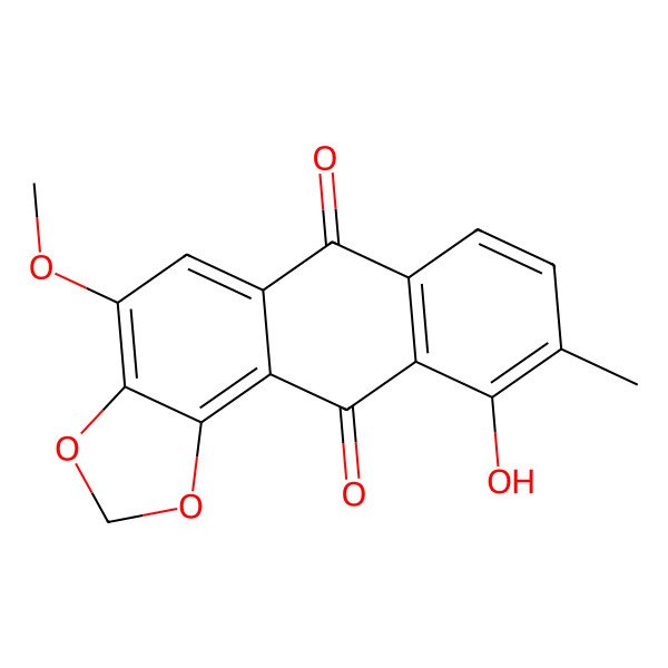 2D Structure of 8-Hydroxy-3-methoxy-7-methyl-1,2-methylenedioxy-anthraquinone