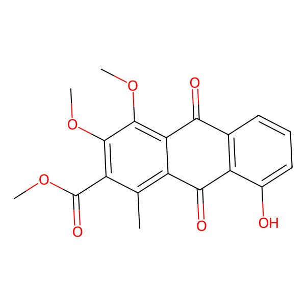 2D Structure of 8-Hydroxy-3,4-dimeth-oxy-1-methyl-anthraquinone-2-carboxylic acid methyl ester