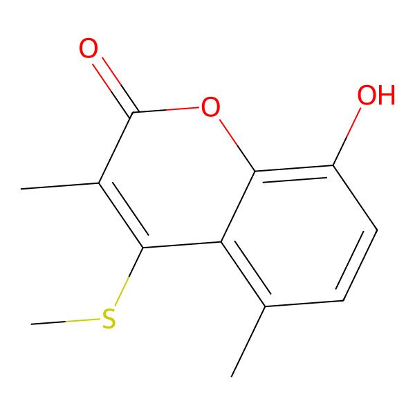 2D Structure of 8-Hydroxy-3,5-dimethyl-4-methylsulfanylchromen-2-one