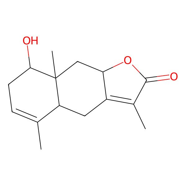 2D Structure of 8-Hydroxy-3,5,8a-trimethyl-4,4a,7,8,9,9a-hexahydrobenzo[f][1]benzofuran-2-one