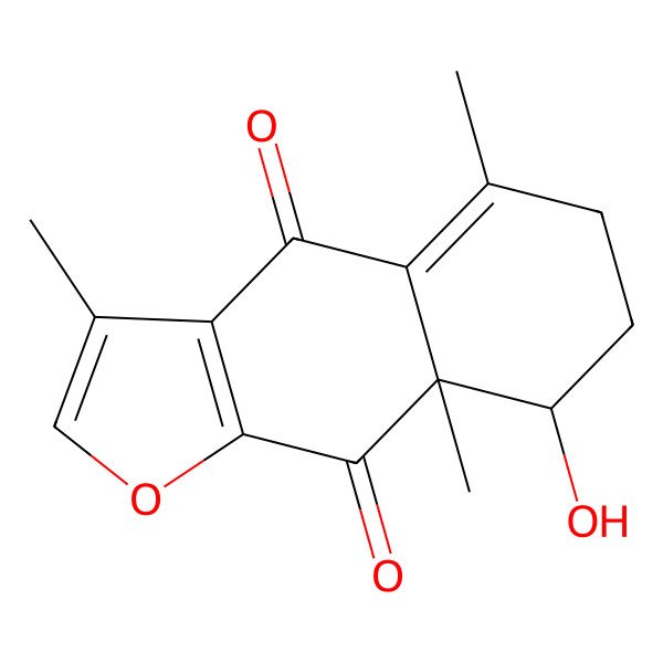 2D Structure of 8-hydroxy-3,5,8a-trimethyl-7,8-dihydro-6H-benzo[f][1]benzofuran-4,9-dione