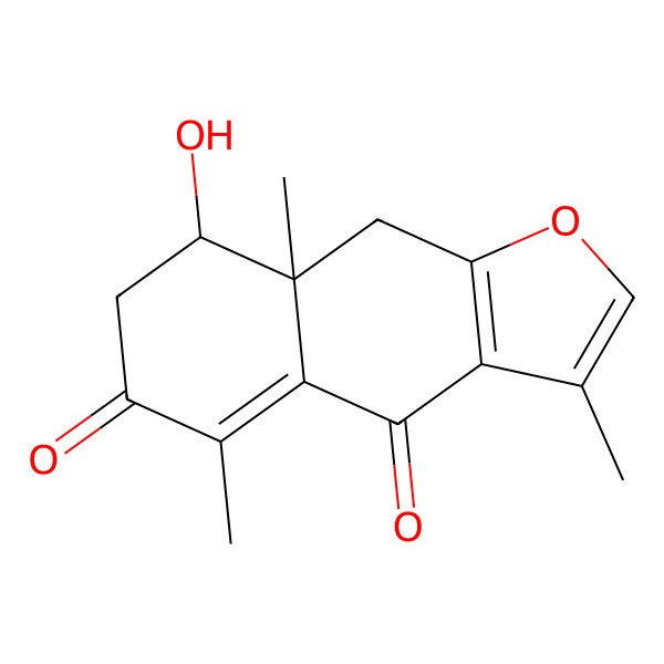2D Structure of 8-hydroxy-3,5,8a-trimethyl-8,9-dihydro-7H-benzo[f][1]benzofuran-4,6-dione