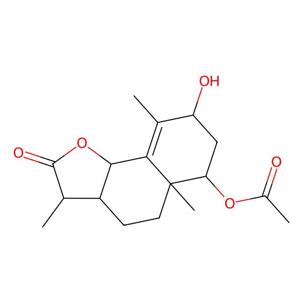 2D Structure of (8-Hydroxy-3,5a,9-trimethyl-2-oxo-3,3a,4,5,6,7,8,9b-octahydrobenzo[g][1]benzofuran-6-yl) acetate