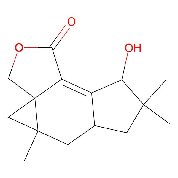 2D Structure of 8-Hydroxy-3,7,7-trimethyl-12-oxatetracyclo[8.3.0.01,3.05,9]tridec-9-en-11-one